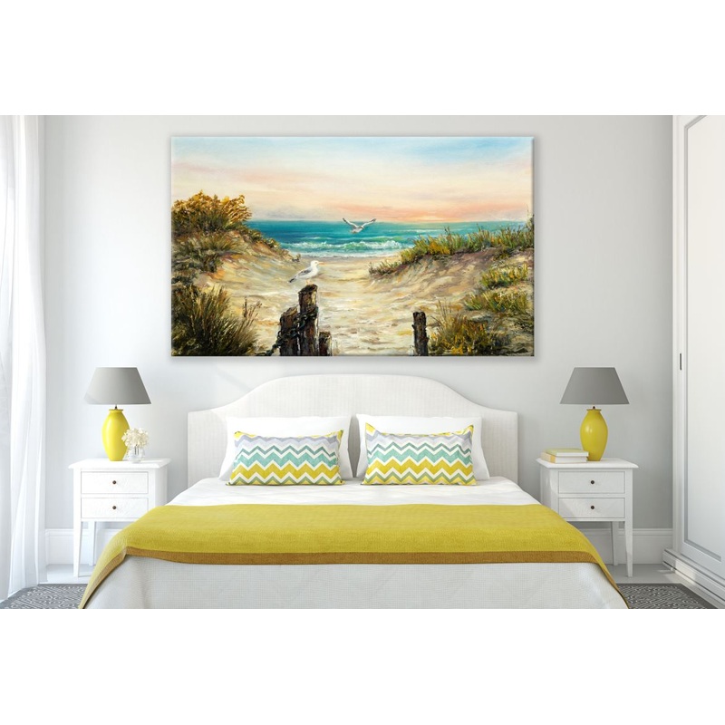 Birds Flying Near the Beach Sunset Painting Print 100% Australian Made