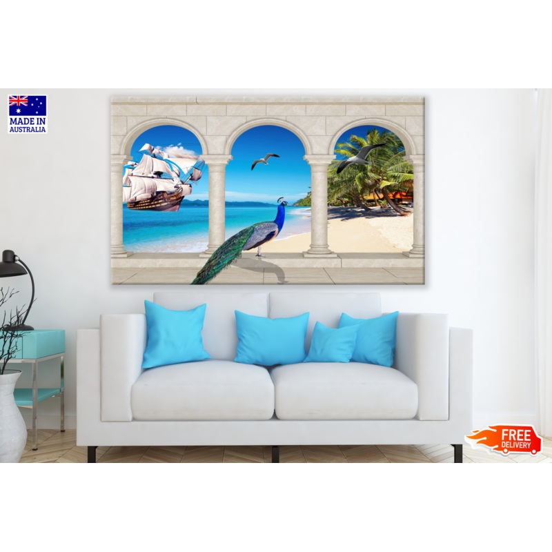 Birds Ship Beach Trees and Houses Photograph Print 100% Australian Made