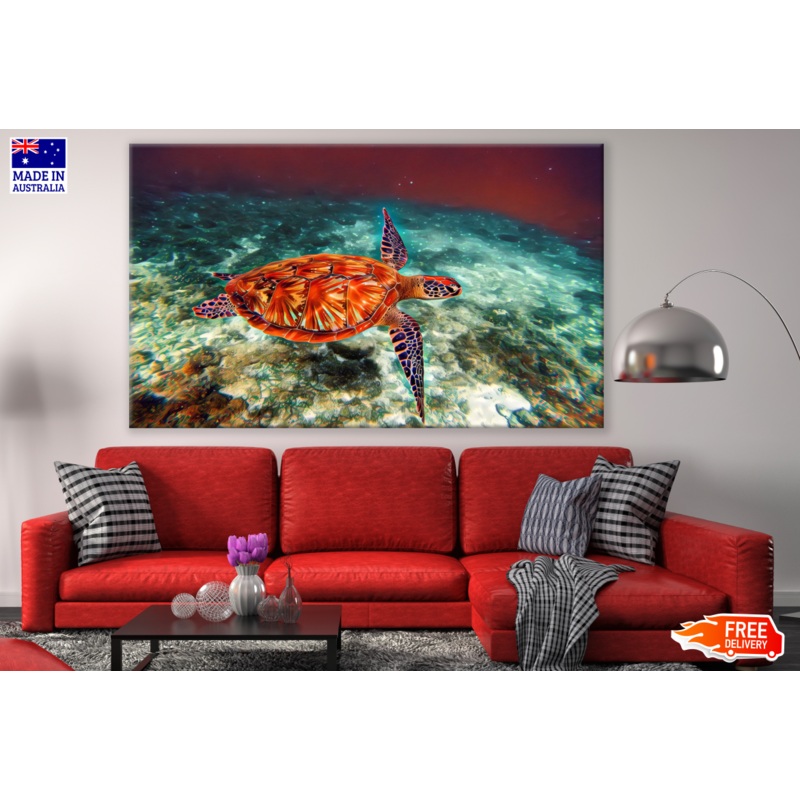 Turtle in the Sea Painting Print 100% Australian Made
