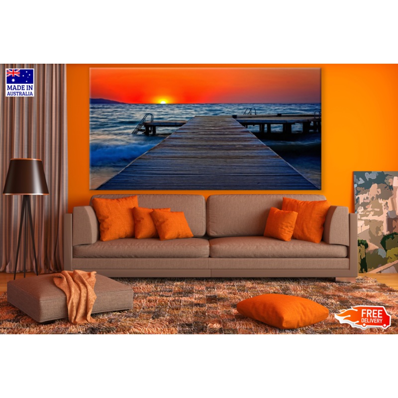Wooden Pier Beach Sunset Photograph Print 100% Australian Made