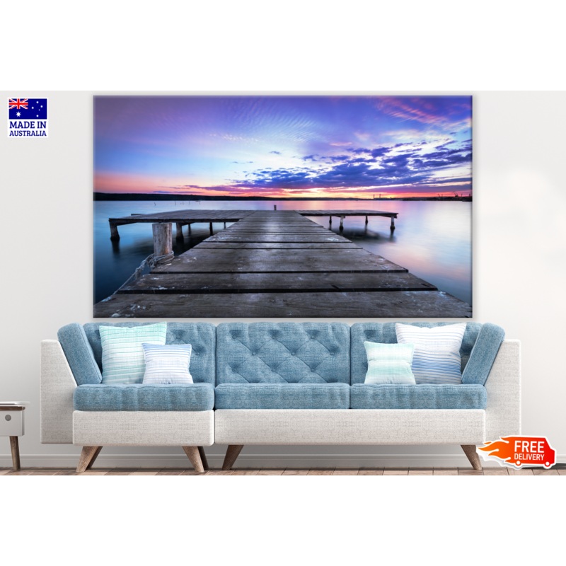 Wooden Pier & Silent Sea In Sunset Print 100% Australian Made