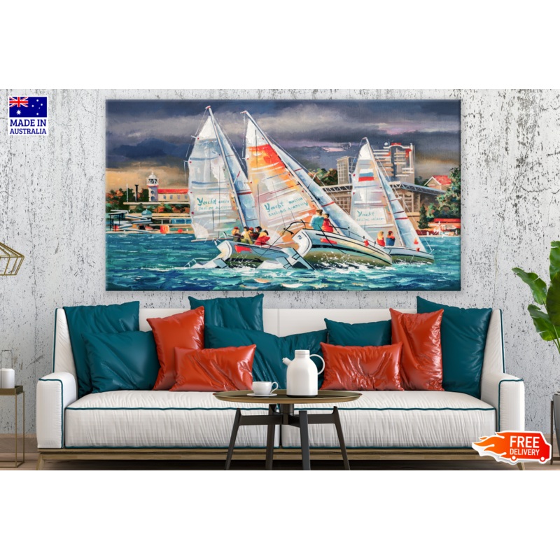 Yatches Sailing Painting Print 100% Australian Made