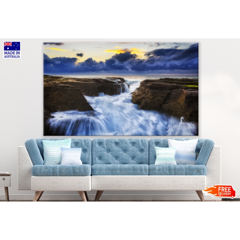 A Small Waterfall at Sunset Photograph Print 100% Australian Made
