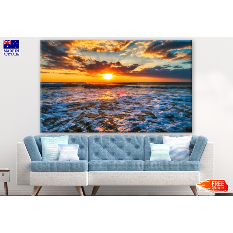 Aerial View Over the Sea, Sunrise Photograph Print 100% Australian Made