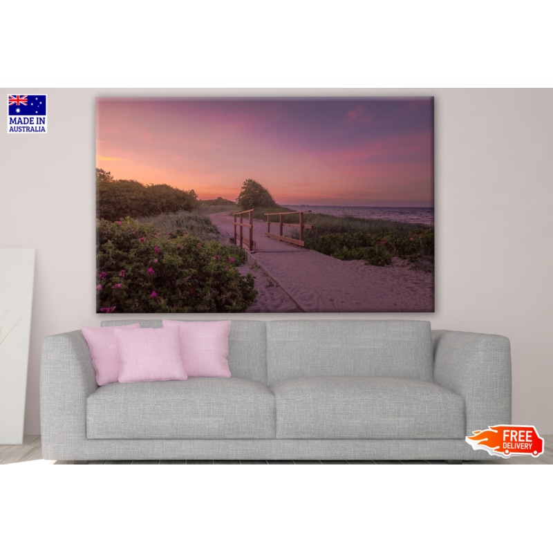 Beach Shore Pink Sky Photograph Print 100% Australian Made