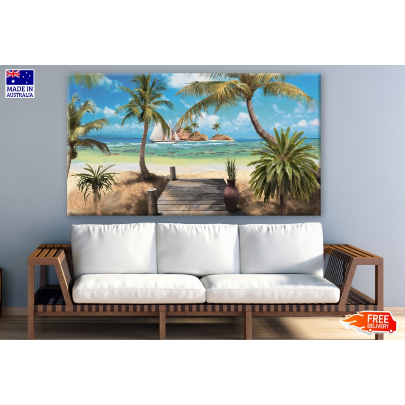 Beach View with Trees Photograph Print 100% Australian Made