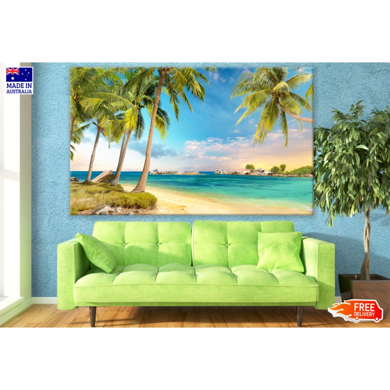 Beach with Trees & Rocks Photograph Print 100% Australian Made