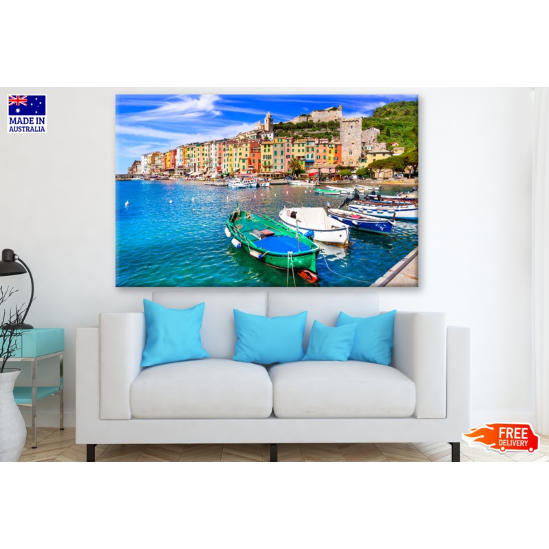 Beautiful coastal town Portovenere in "cinque terre" national park in Liguria, Italy Photograph Print 100% Australian Made