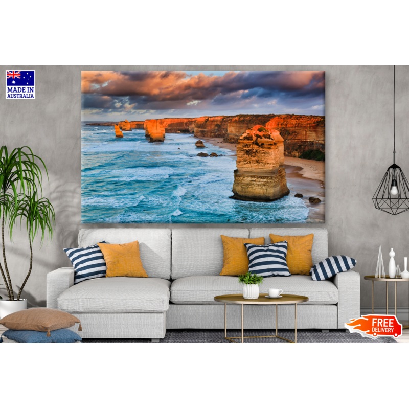 Sunset on Limestone Rocks  & Stunning Beach Print 100% Australian Made