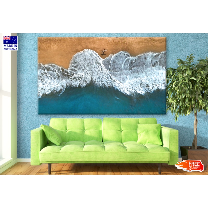 Surfer Walking Along the Exotic Sandy Beach Photograph Print 100% Australian Made