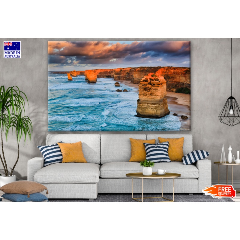 Warm Sunset Sunlight on Limestone Rocks in Victoria, Australia Photograph Print 100% Australian Made