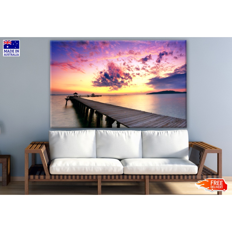 Wooden Pier and Beautiful Sky Sunset Photograph Print 100% Australian Made