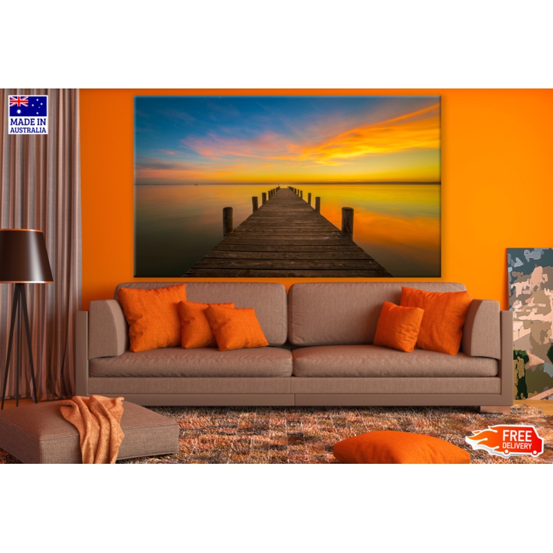Wooden Pier on Stunning Beach Sunset Print 100% Australian Made