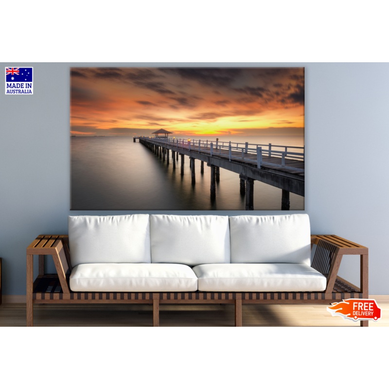 Wooden Pier with Hut Sunset Photograph Print 100% Australian Made
