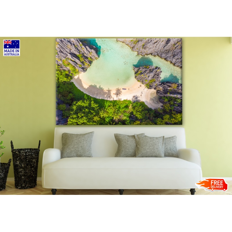 Aerial View of Beach & Cliff Photograph Print 100% Australian Made