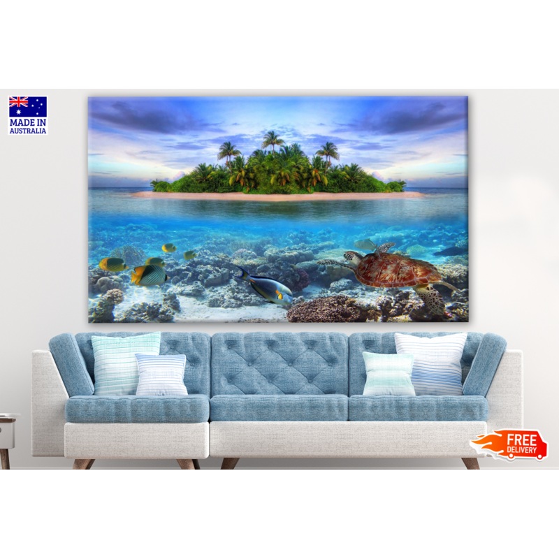 Beach View with Marine Lives Print 100% Australian Made