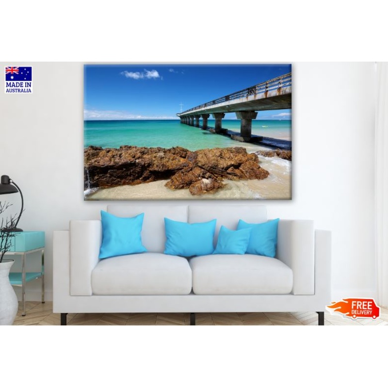 Beach with Wooden Pier Photograph Print 100% Australian Made