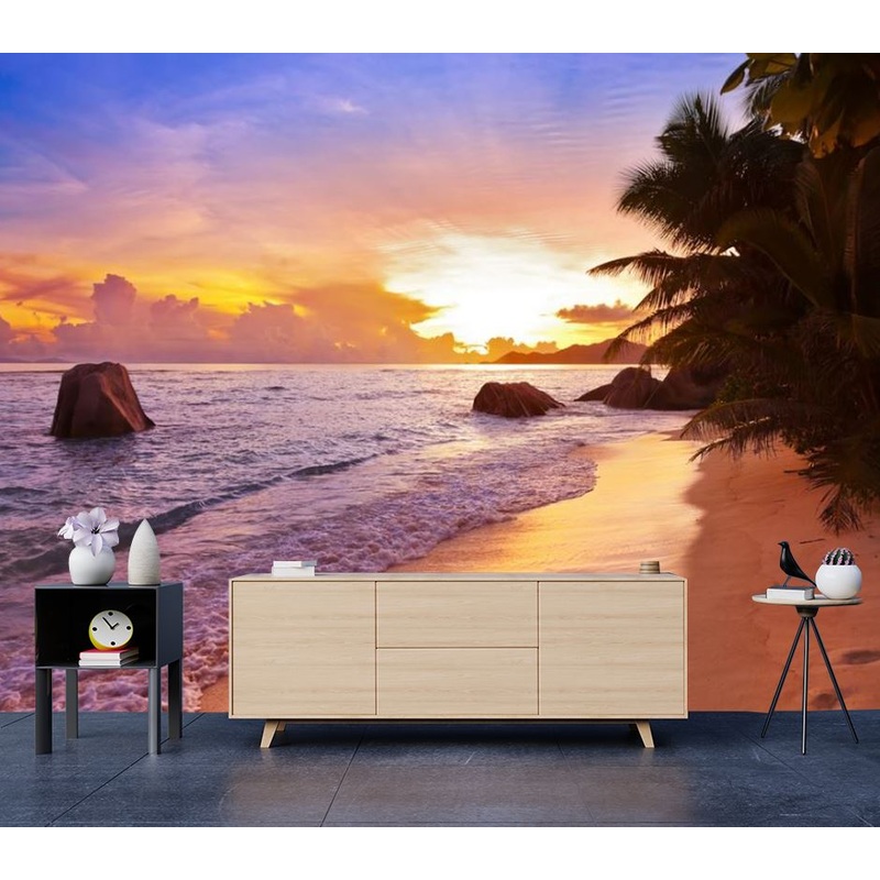 Wallpaper Murals Peel and Stick Removable Beach at Sunset Photograph High Quality