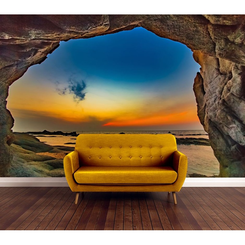 Wallpaper Murals Peel and Stick Removable Beach Cave in Sunset High Quality
