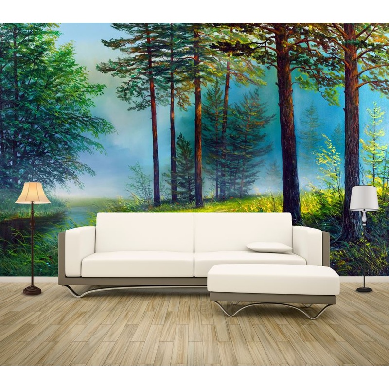 Wallpaper Murals Peel and Stick Removable Deep Forest Painting High Quality