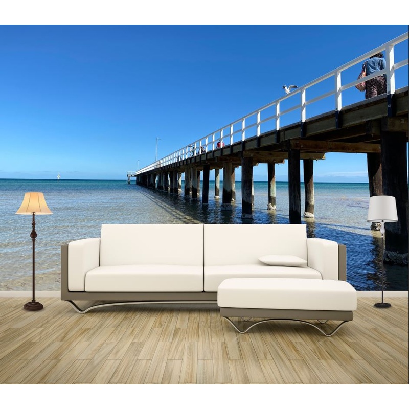 Wallpaper Murals Peel and Stick Removable Long Bridge Over Beach High Quality