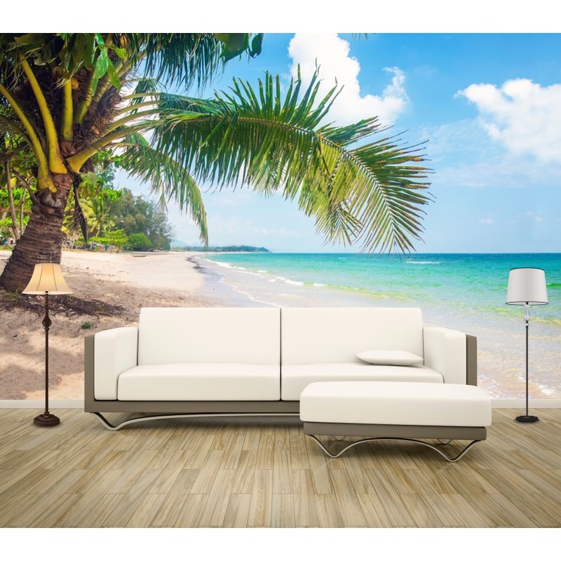 Wallpaper Murals Peel and Stick Removable Palm Trees & Beach View High Quality