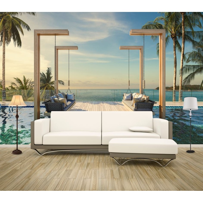Wallpaper Murals Peel and Stick Removable Pool & Beach View High Quality