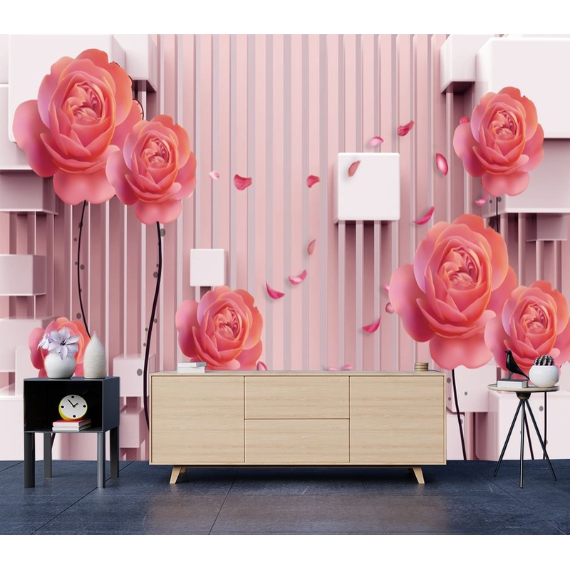 Wallpaper Murals Peel and Stick Removable Rose Flower Design High Quality