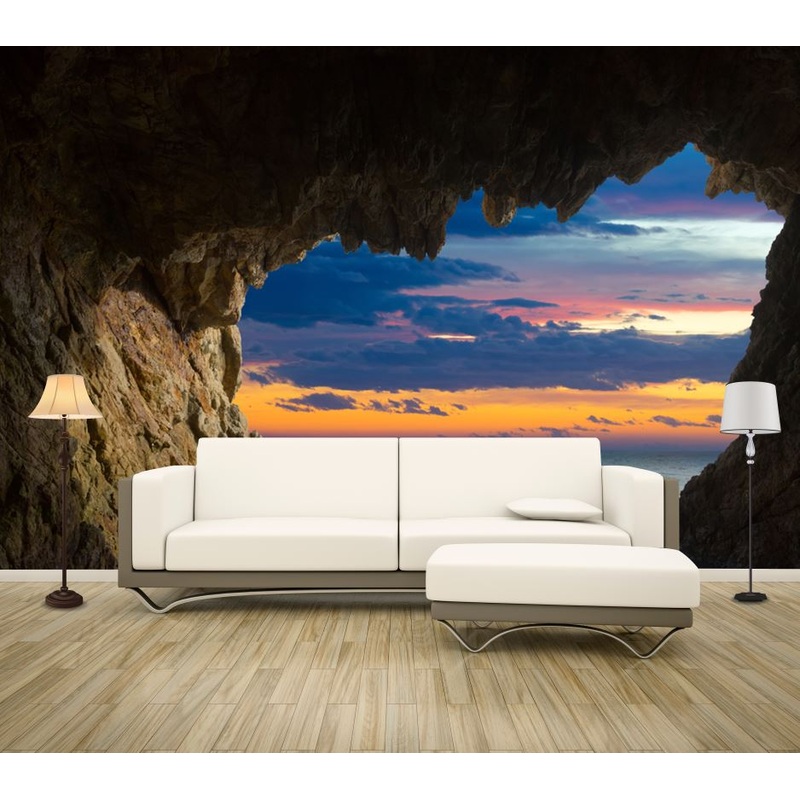 Wallpaper Murals Peel and Stick Removable Stunning Beach Cave at Sunset High Quality