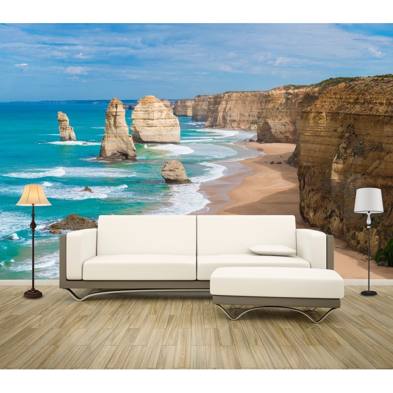 Wallpaper Murals Peel and Stick Removable Stunning Beach with Cliff & Rocks High Quality