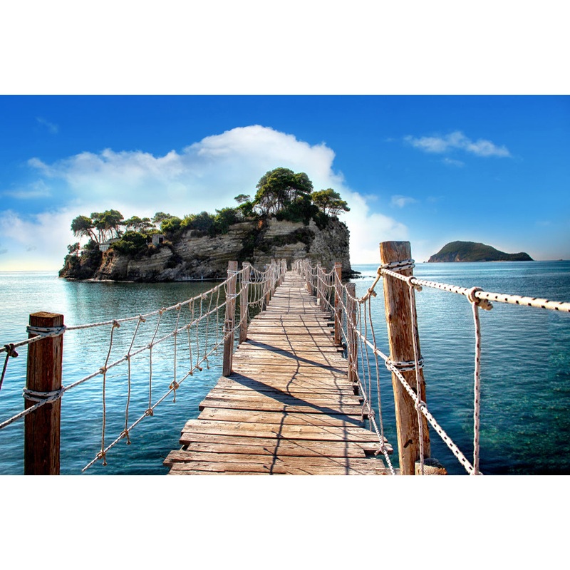 Wallpaper Murals Peel and Stick Removable Wooden Bridge To a Island High Quality