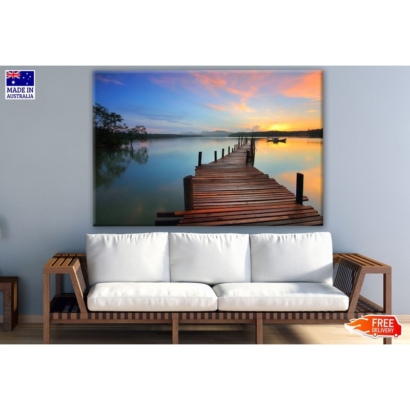 Wooden Pier Over Beach at Sunset Print 100% Australian Made
