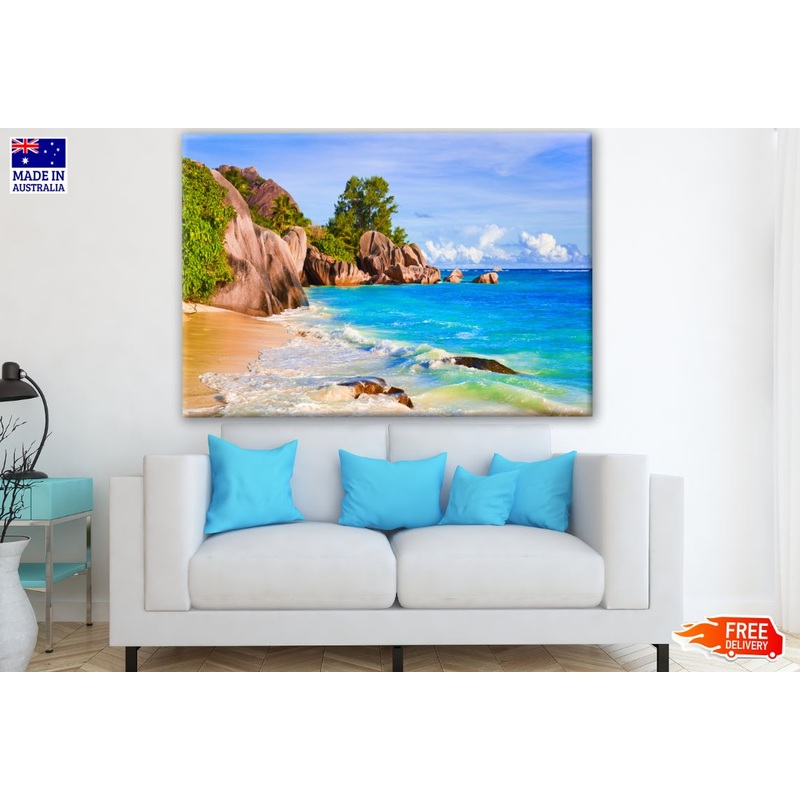 Beach with Island Photograph Print 100% Australian Made