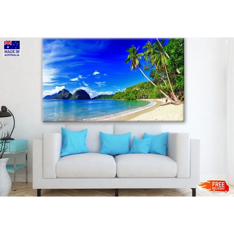 Beach with Palm Trees Photograph Print 100% Australian Made