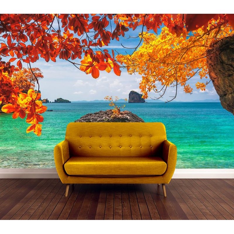 Wallpaper Murals Peel and Stick Removable Autumn Tree in Beach High Quality