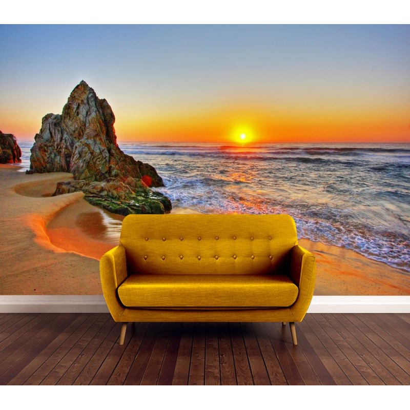 Wallpaper Murals Peel and Stick Removable Beach at Sunset Scenery High Quality