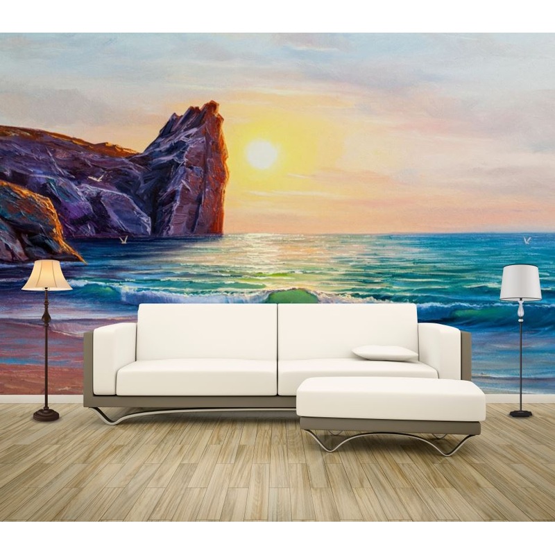 Wallpaper Murals Peel and Stick Removable Beach Painting High Quality