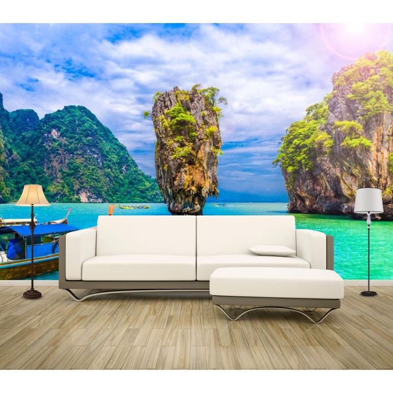 Wallpaper Murals Peel and Stick Removable Beach with Rocks High Quality