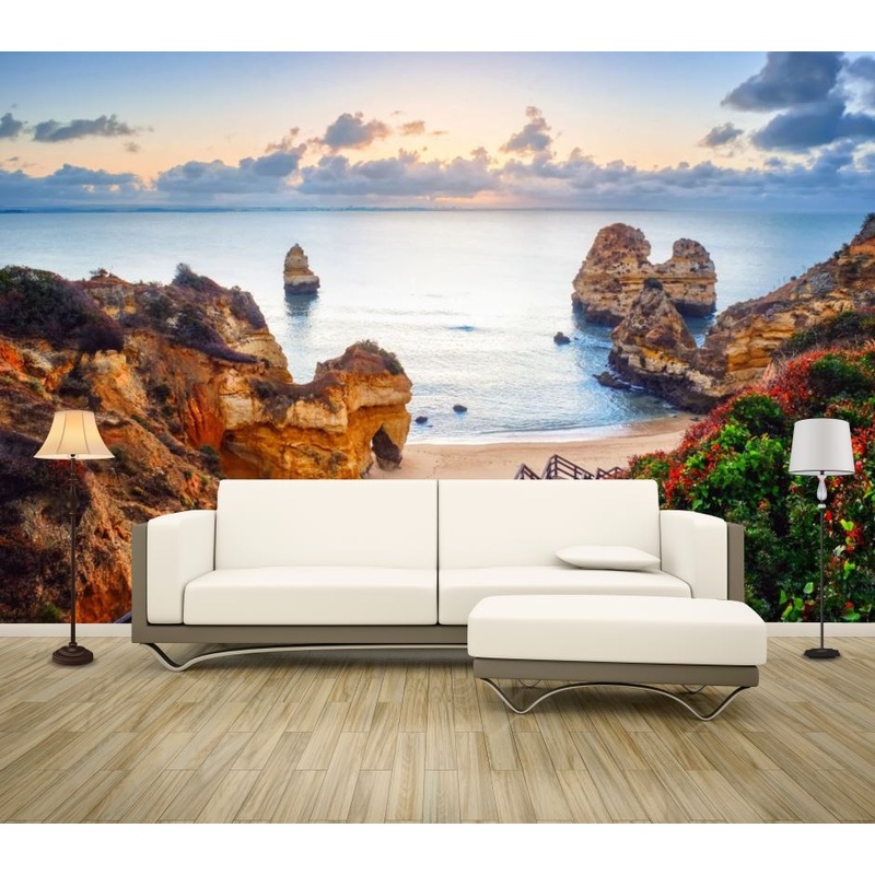 Wallpaper Murals Peel and Stick Removable Beach with Rocks Photograph High Quality