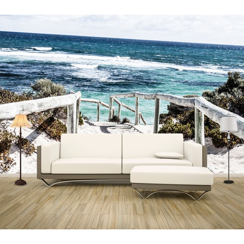Wallpaper Murals Peel and Stick Removable Beach & Wooden Path High Quality