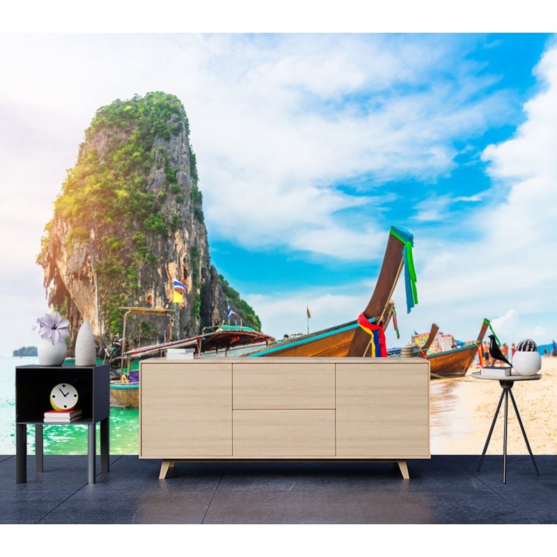 Wallpaper Murals Peel and Stick Removable Boat & Beach Photograph High Quality