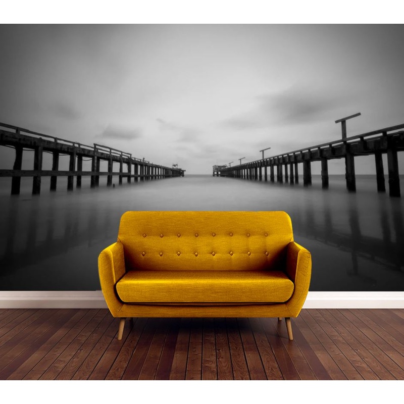 Wallpaper Murals Peel and Stick Removable Bridges Over Lake B&W High Quality