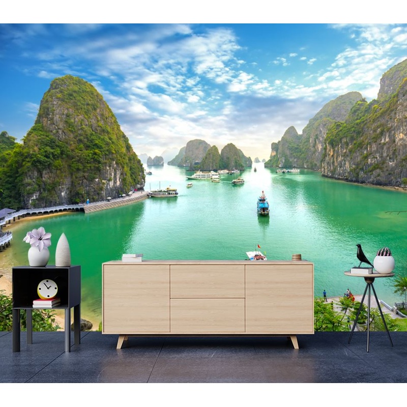 Wallpaper Murals Peel and Stick Removable Halong Bay View From Above The Bo Hon Island High Quality