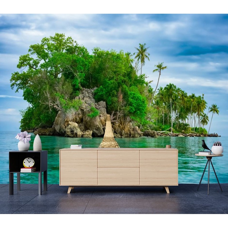 Wallpaper Murals Peel and Stick Removable Island in Beach with Trees Photograph High Quality
