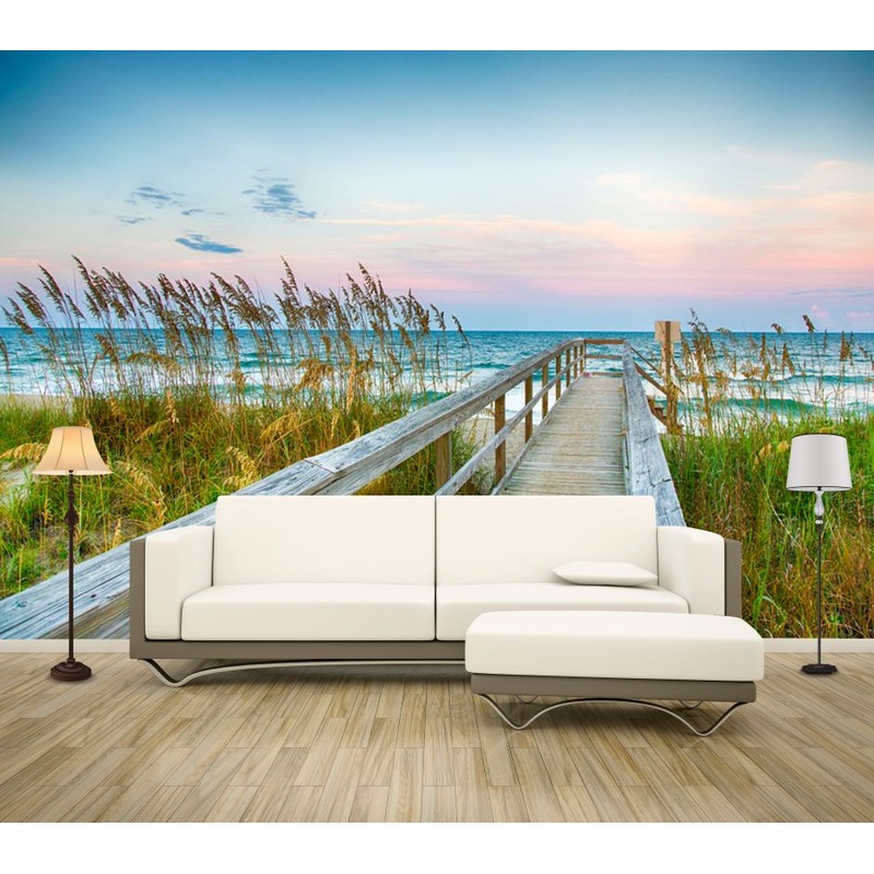 Wallpaper Murals Peel and Stick Removable Public Beach on Kure Beach on North Carolina's Atlantic Coast High Quality