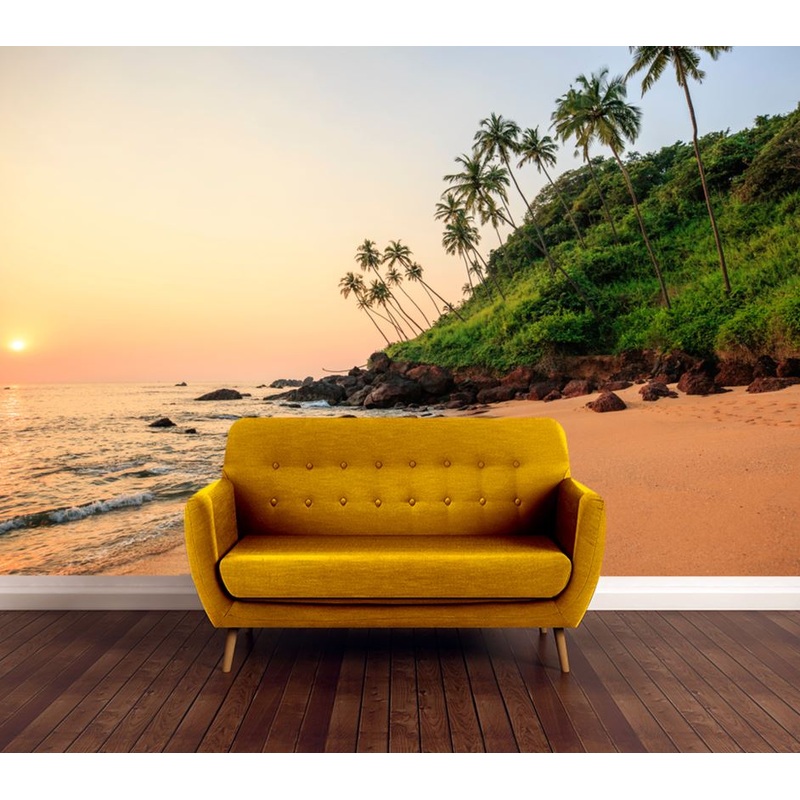 Wallpaper Murals Peel and Stick Removable Sea & Island at Sunset Photograph High Quality