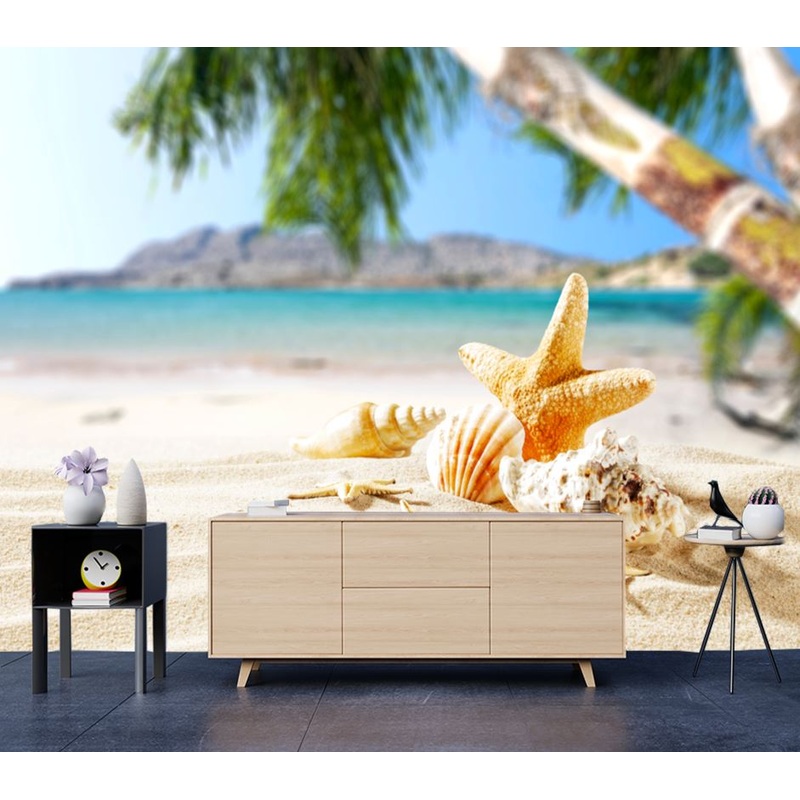 Wallpaper Murals Peel and Stick Removable Sea Shells on beach High Quality