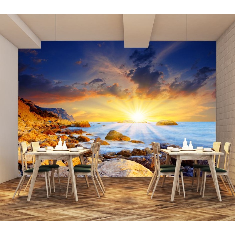 Wallpaper Murals Peel and Stick Removable Stunning Beach at Sunset High Quality