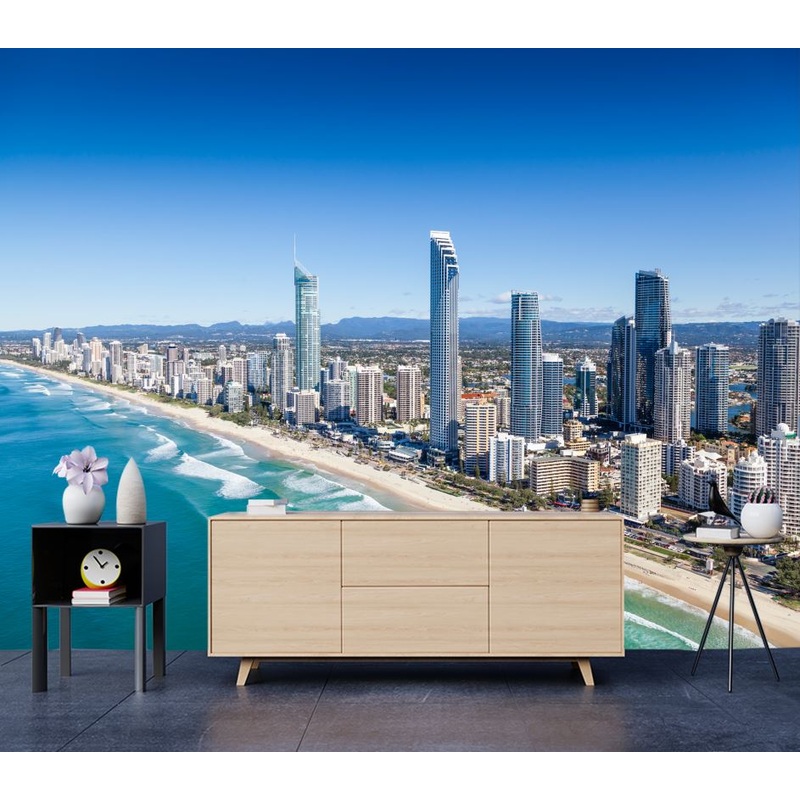 Wallpaper Murals Peel and Stick Removable Stunning Beach & City View Photograph High Quality