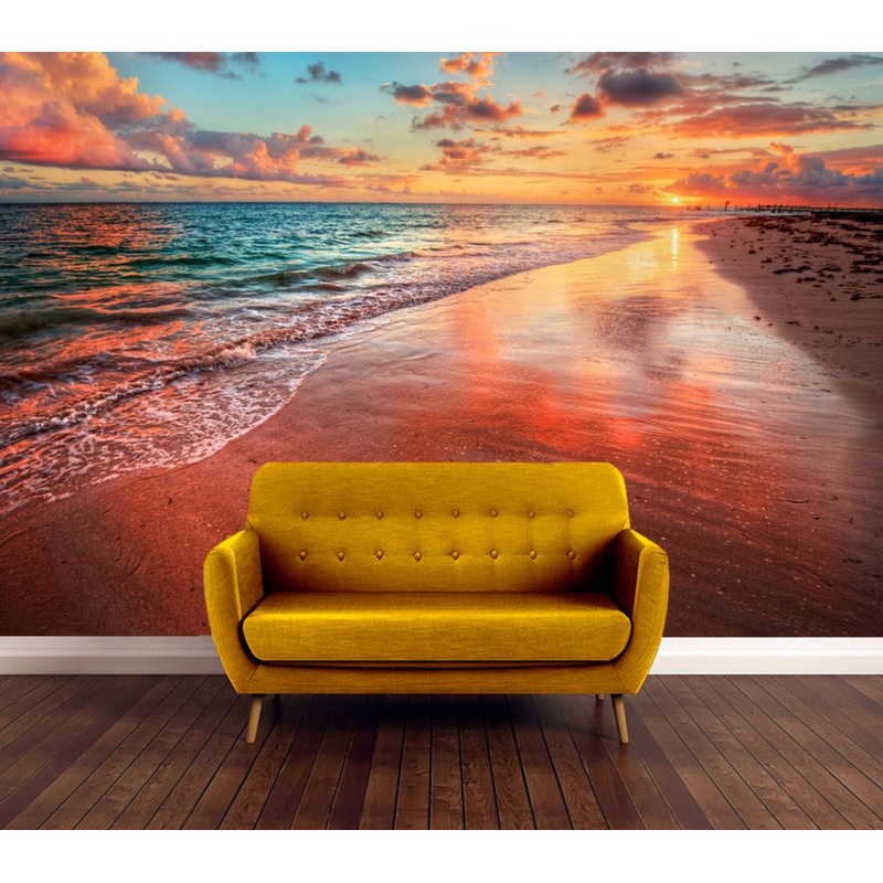 Wallpaper Murals Peel and Stick Removable Stunning Beach Sunset Scenery High Quality
